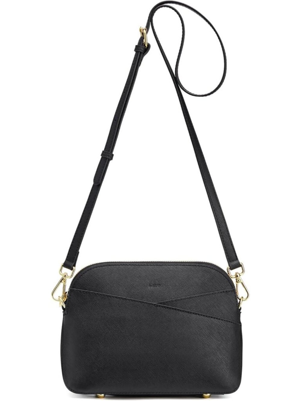 Women's Black Saffiano Leather Crossbody Bag Trendy Purse Handbag With 8 Pockets